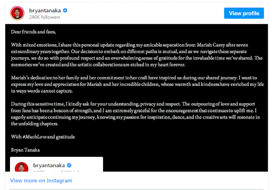 Pas ndarjes nga Tanaka, Mariah Carey shfaqet për herë të