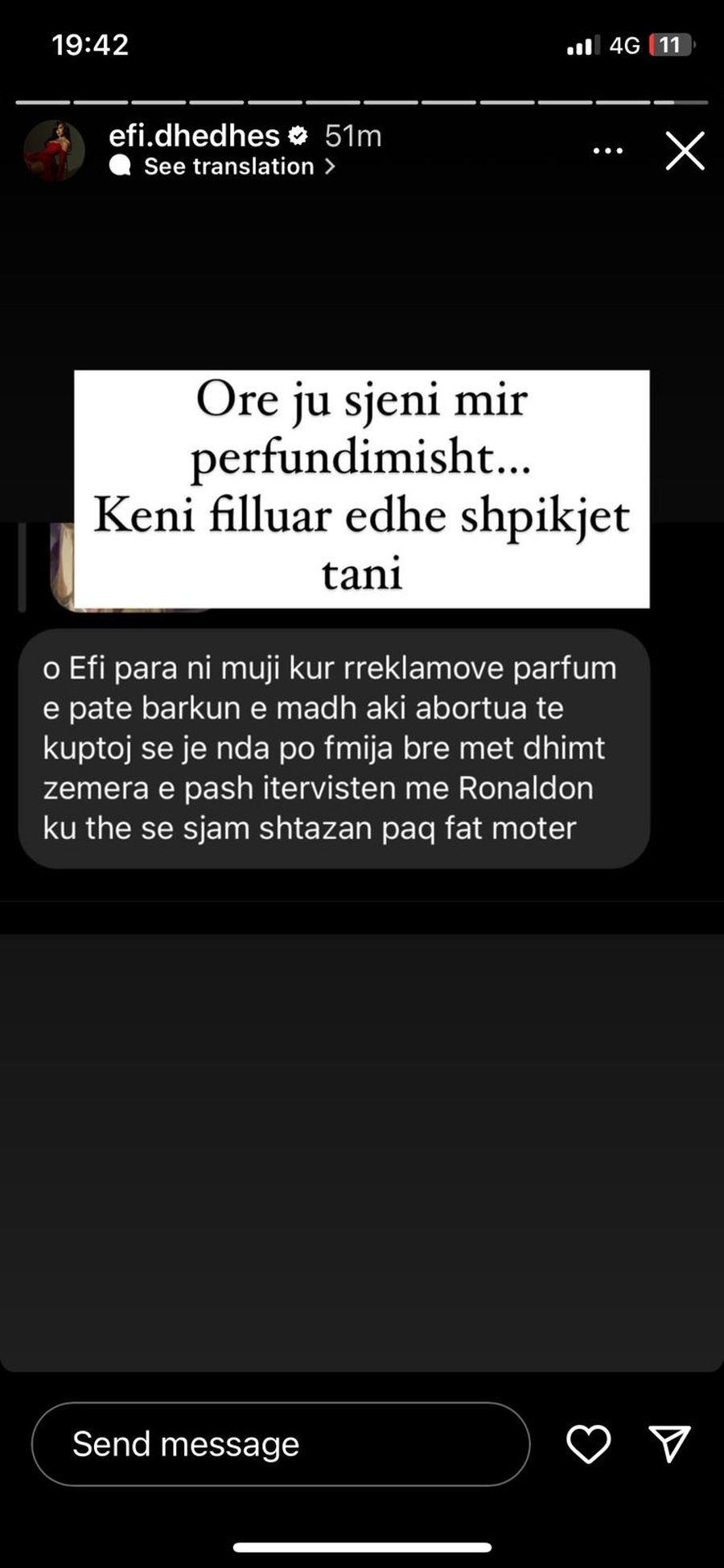 Fansi e akuzon se ka abortuar, Efi reagon ashpër!