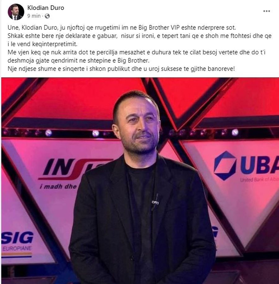Klodian Duro reagon pas skualifikimit nga BBVIP: Deklarata ishte e gabuar, nisi
