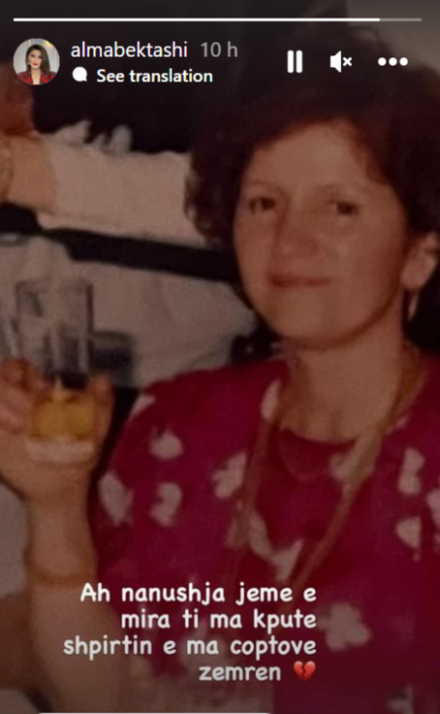 "Ma këpute shpirtin", Alma Bektashi humbet personin e