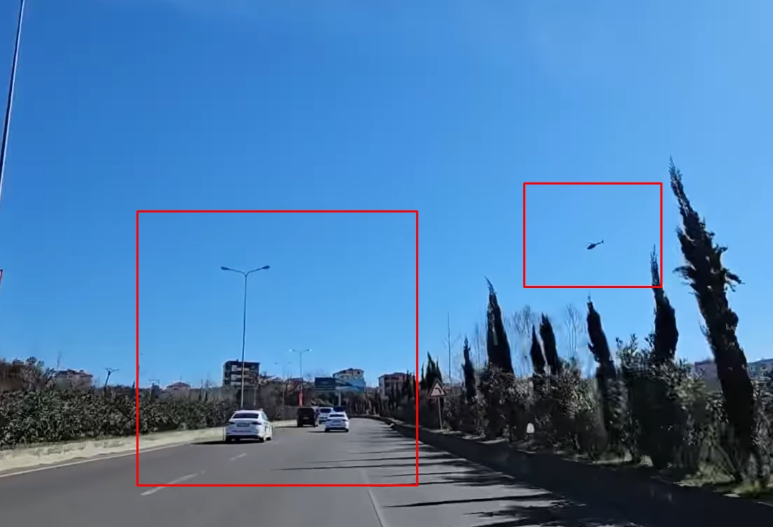 Nje helikopter ka shoqeruar eskorten nga ajri