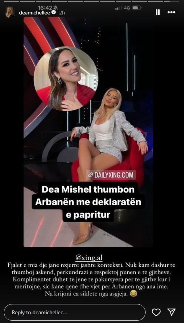 Dea Mishel reagon pas deklaratës për Ledionin: Fjalët e mia