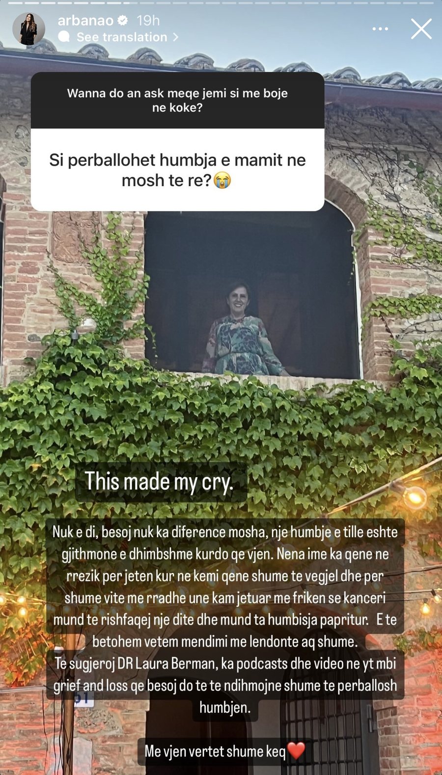 “Kur mami kishte kancer..”, Arbana Osmani ndan përvojën e