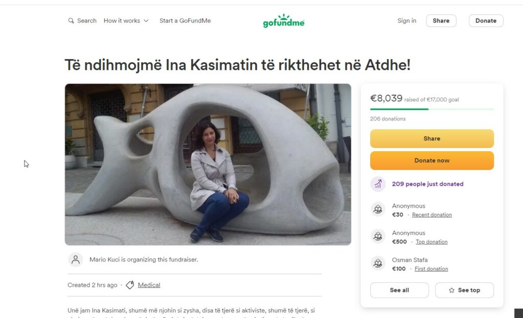 Faqja ne GOFUNDME