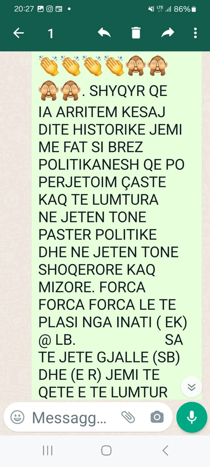 Mesazhi ne WhatsAPP