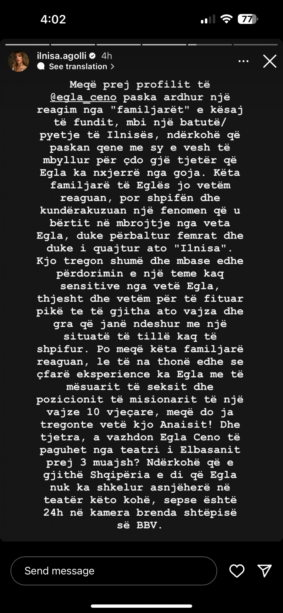 “Ka qenë e dashura e nëndrejtorit”: Familja e