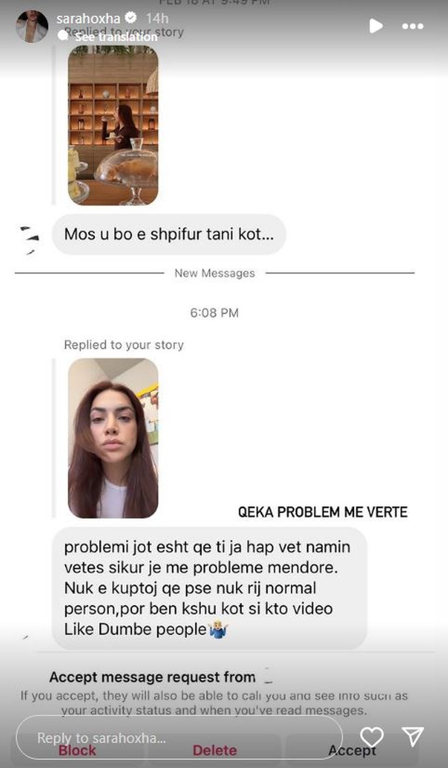Komenti që e “nxorri nga vetja” Sara Hoxhën, i kthehet keq