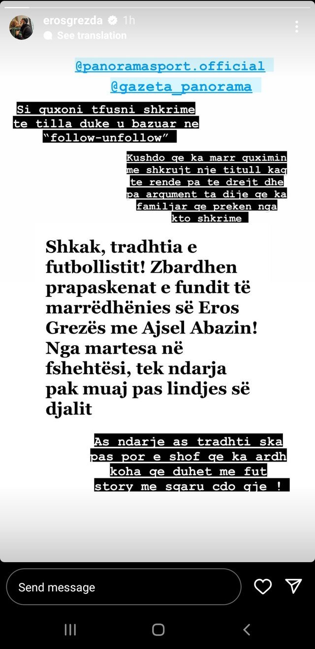 U tha se shkak ishte tradhtia, Eros Grezda reagon pas lajmeve për ndarje