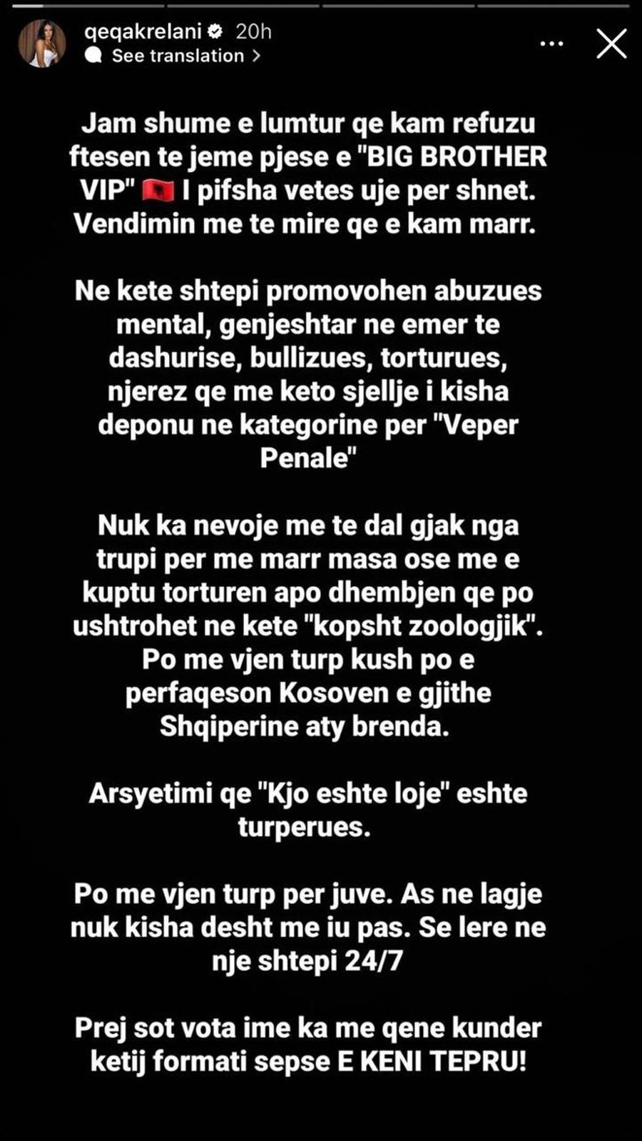 Dy fjalë për BBV nga gazetarja Qeqa Krelani: E lumtur që