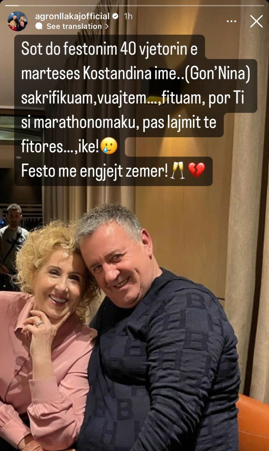 Do festonin 40-vjetorin e martesës; Agron Llakaj prek me fjalët:
