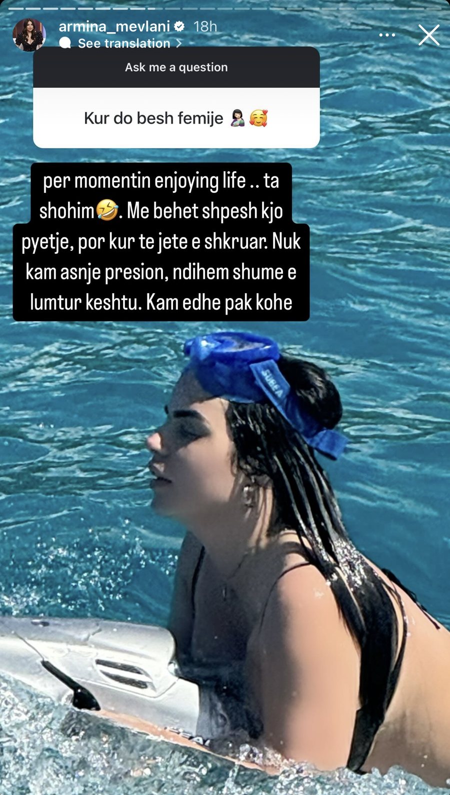 Kur do të bëhet nënë? Armina Mevlani përgjigjet