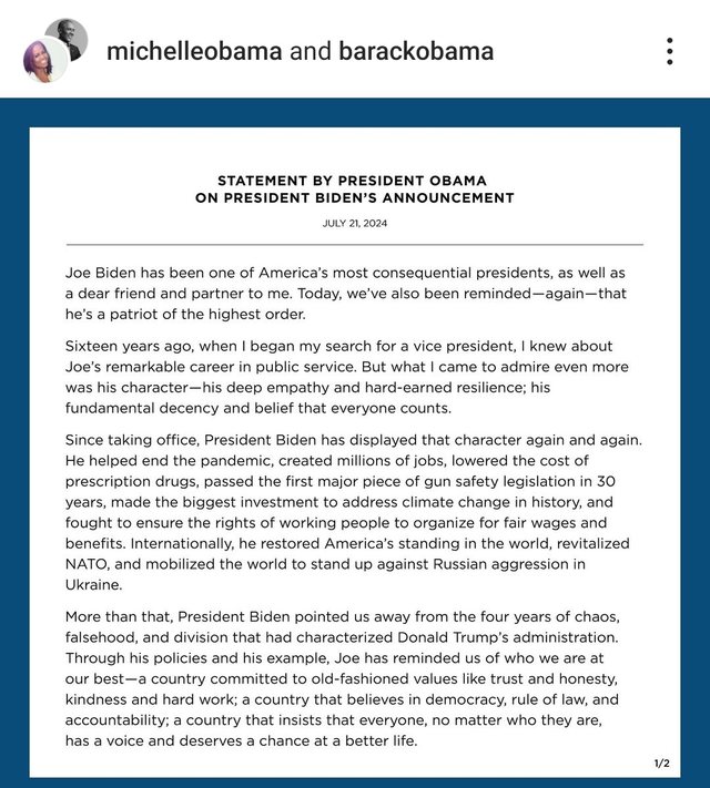 Obama-t për Joe Biden: E vërtetoi se është patriot