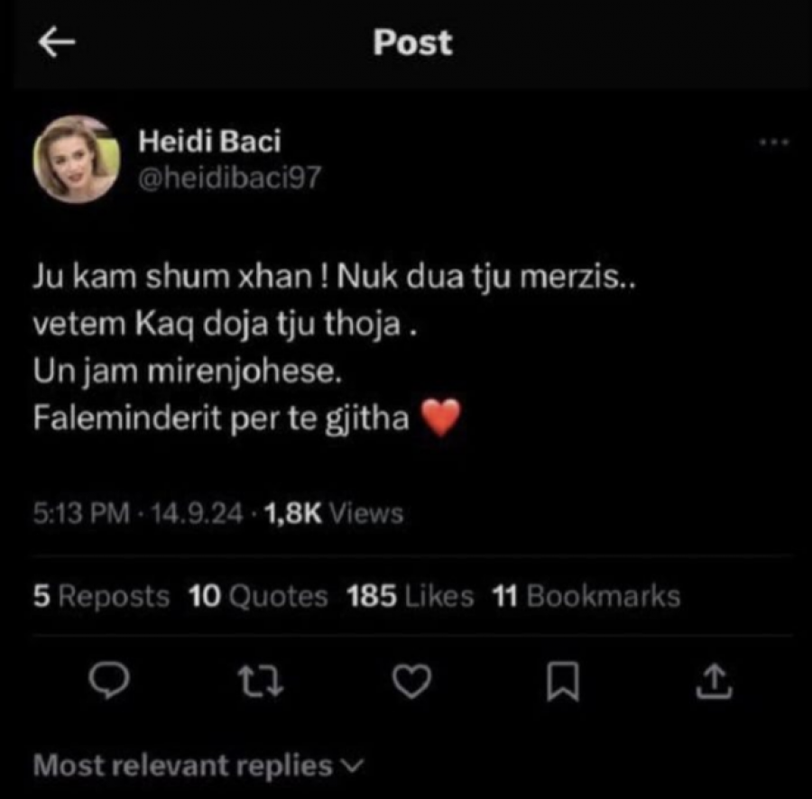 Ups: Heidi bëri një postim për Romeon, por e fshiu shpejt!
