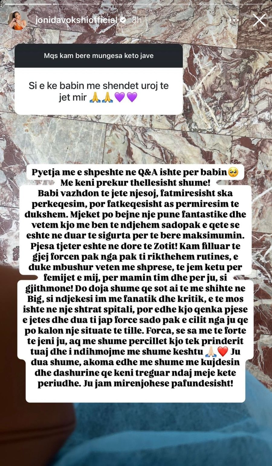 Jonida Vokoshi flet për gjendjen e babait: Do doja shumë që