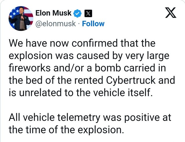 Musk për shpërthimin para hotelit të Trump: Ndodhi prej